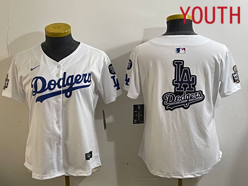 Youth Los Angeles Dodgers Blank White Game 2024 Nike MLB Jersey style 112126